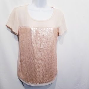 Ann Taylor Pink Sequin Front Top